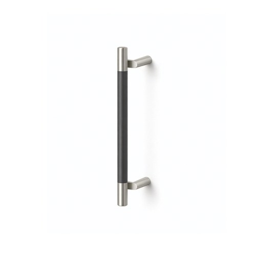 ABH AB1430-5 Offset Small Pull, Stainless Steel, Black Aluminum Grip, 5/8