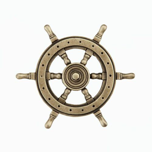 Acorn DPCAP Antique Brass Ship's Wheel Cabinet Knob