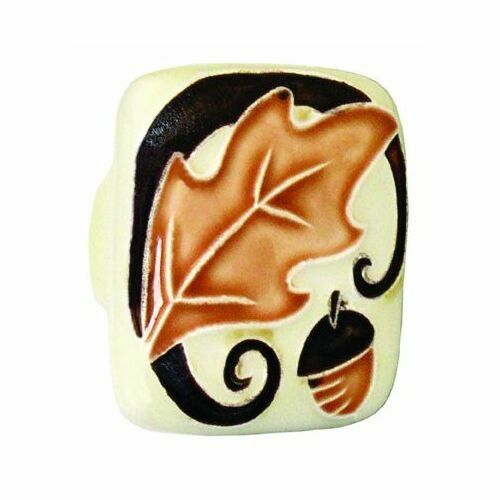 Acorn PS3YP Large Square Brown Leaf Acorn Ceramic Cabinet Pull