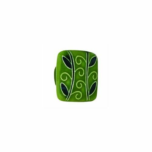 Acorn PS4YP Large Square Dark Green Ceramic Cabinet Pull with 2 Branches