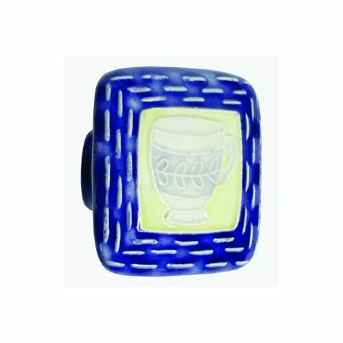 Acorn PS7YP Large Square Blue and Yellow Teacup Ceramic Cabinet Pull