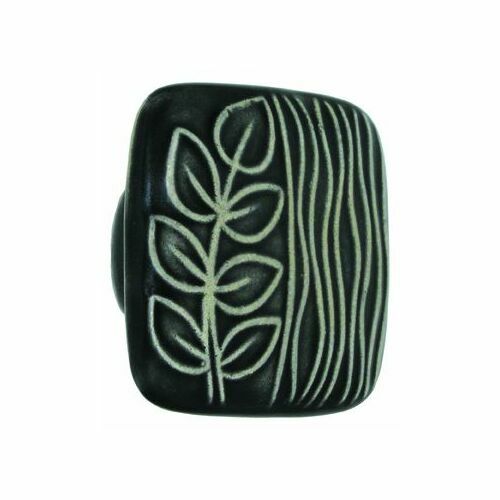 Acorn PSGYP Large Square Black White Sea Grass Ceramic Cabinet Pull