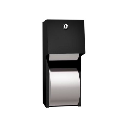 ASI 0030-41 Matte Black Twin Hide-A-Roll Toilet Tissue Dispenser - Surface Mounted