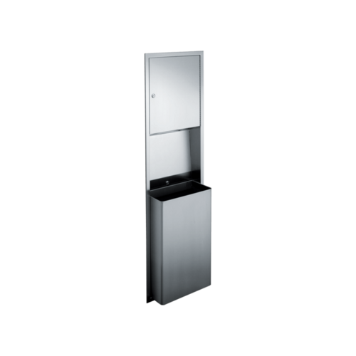 ASI 0469 Traditional Paper Towel Dispenser Waste Receptacle, 12 Gal, Recessed