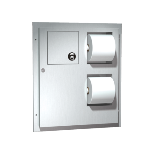 ASI 04813 Dual Access Toilet Tissue Dispenser Sanitary Napkin Disposal - Partition Mounted