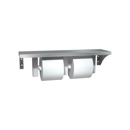 ASI 0697-GAL Stainless Steel Shelf with Double Toilet Tissue Holder - Surface Mounted