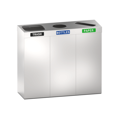 ASI 0839-RB 19 Gal Free Standing 3-Bin Recycling Station