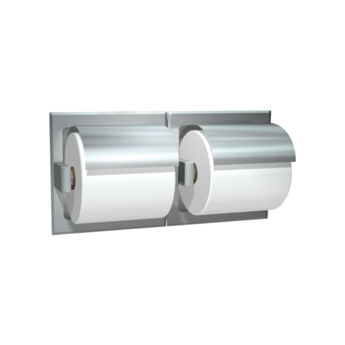 ASI 74022-HSD Hooded Double Toilet Tissue Holder - Satin Stainless Steel