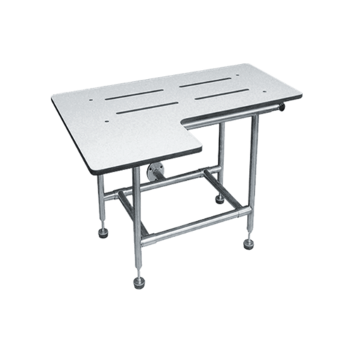 ASI 8202 L-Shape Folding Shower Seat, 4-Leg, Solid Phenolic, Wall-Mounted