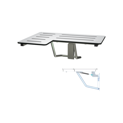 ASI 8206-SC-R L-Shaped Folding Shower Seat - ADA Compliant Solid Phenolic, White