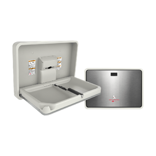 ASI 9022 Horizontal Baby Changing Station - Cream Plastic, Stainless Steel Door