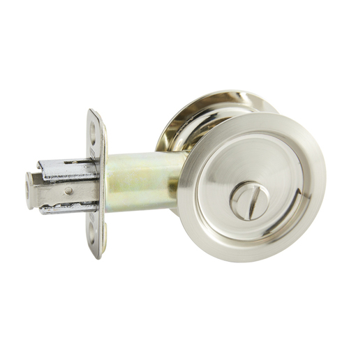 BHP 820SN Pocket Door Locks (Round Bore) Privacy, Satin Nickel