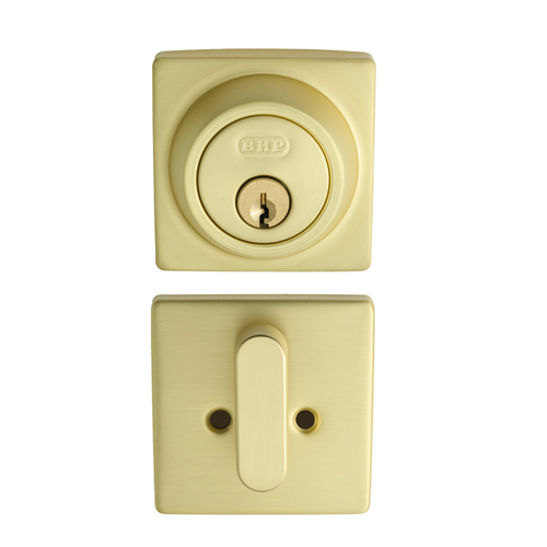 BHP M20604SB Modern Square Deadbolt, Satin Brass