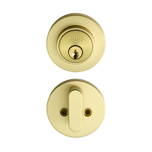 BHP M10604SB Modern Round Deadbolt, Satin Brass