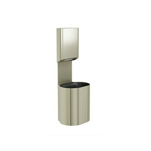 Bradley 2B5-110000-BS P-Shape Towel/Waste Unit, Surface Mounted, 14 GAL Brushed Stainless