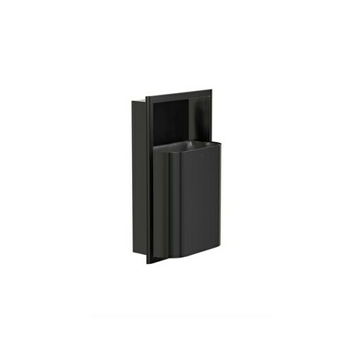 Bradley 3B1-003400-BB Recessed Waste Receptacle, Small Cap, D-Shape, Brushed Black