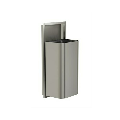 Bradley 3B1-103600-BS Semi-Recessed Waste Receptacle, Large D-Shape, Brushed Stainless