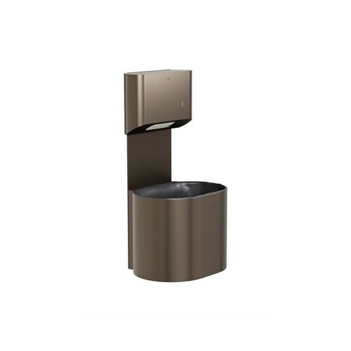Bradley 2B5-113400-BZ Brushed Bronze P-Shape Surface-Mounted Towel/Waste Unit, 10 GAL