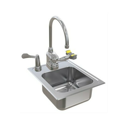 Bradley S19-510T Swing-Activated Eyewash Faucet, Single, Right-Side, Gooseneck, Tempered Valve