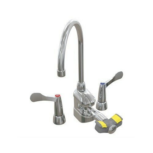 Bradley S19-510W Swing-Activated Eyewash with Right Gooseneck Faucet, Hot/Cold Wristblade