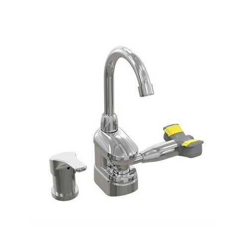 Bradley S19-500M Swing-Activated Eyewash Faucet with Right-Side Manual Mixing Valve