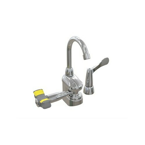 Bradley S19-505T Single Swing-Activated Eyewash Faucet with Left-Side Tempered Valve