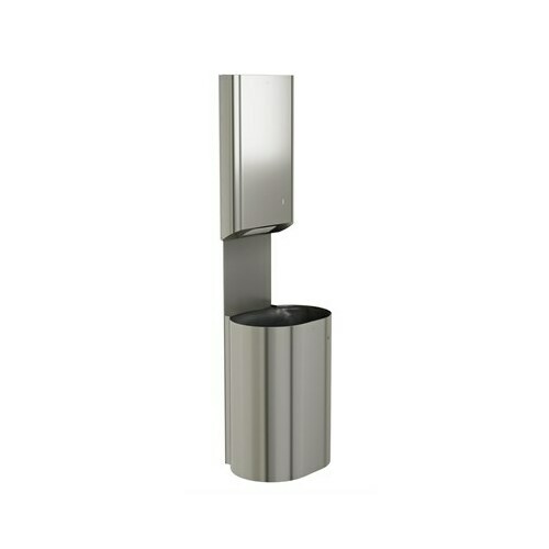 Bradley 2B5-113600-BS Brushed Stainless P-Shape Towel/Waste Unit, Surface Mounted, 18 GAL