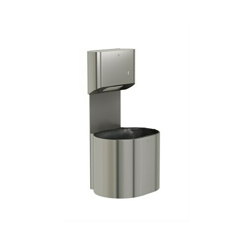 Bradley 2B5-113400-BS P-Shape Surface-Mounted Towel/Waste Unit, 10 Gal, Brushed Stainless