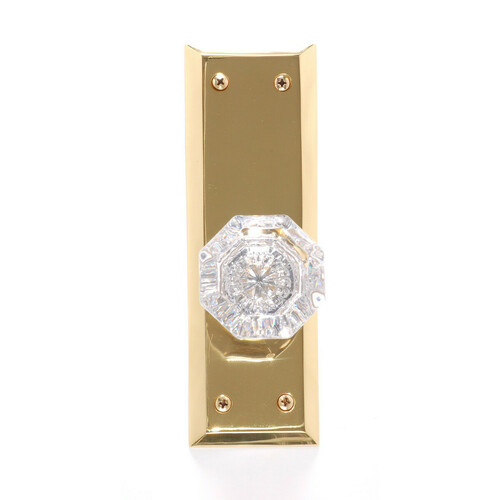 Brass Accents D07-L539G-KNS-605 Quaker Privacy Lockset with Kinsman Crystal Lever, Polished Brass