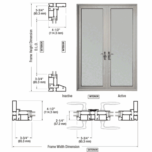 CRL TD92511P0 U.S. Aluminum Clear Anodized Series 900 Terrace Swing-Out Door Pair