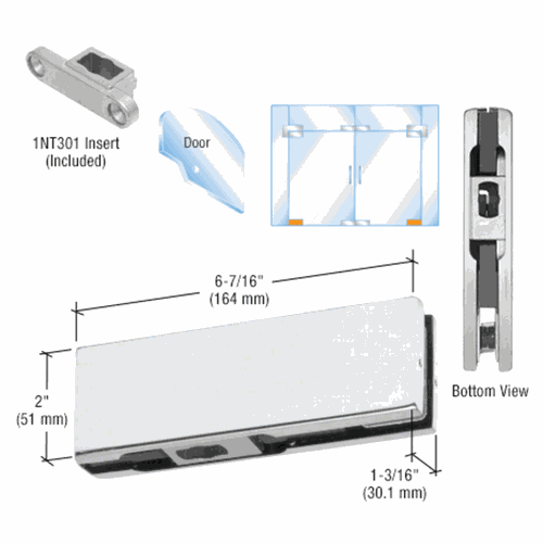 CRL PH10CA Satin Anodized Bottom Door Patch with 1NT301 Insert