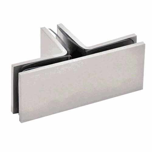 CRL SGC90TBN Brushed Nickel 90 Square Glass-to-Glass T-Junction Clamp