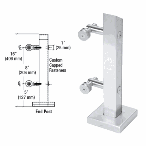 CRL PWC1EPS 316 Polished Stainless Steel Point Supported End Post