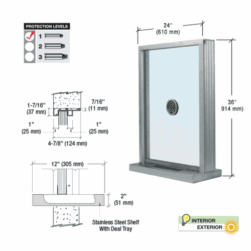 CRL S1EW2436A Satin Anodized Bullet-Resistant 24