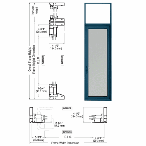 CRL PNA91271L0 Custom Series 925 KYNAR Hinged Left Swing Patio Door with Transom Frame