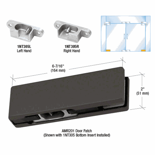 CRL PH10ERDU Black Bronze Anodized RH North American Bottom Door Patch Fitting