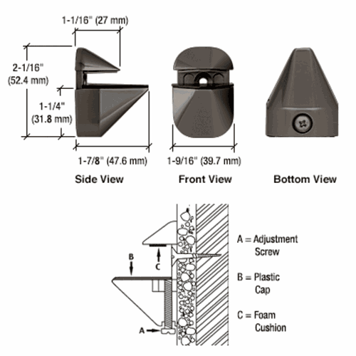 CRL DL6310RB Oil Rubbed Bronze Adjustable Shelf Clamp