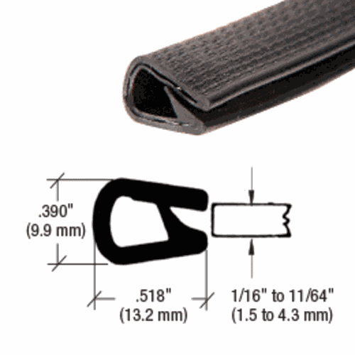 CRL 75336C Black Basketweave 100' QuickEdge Pinch Top Trim