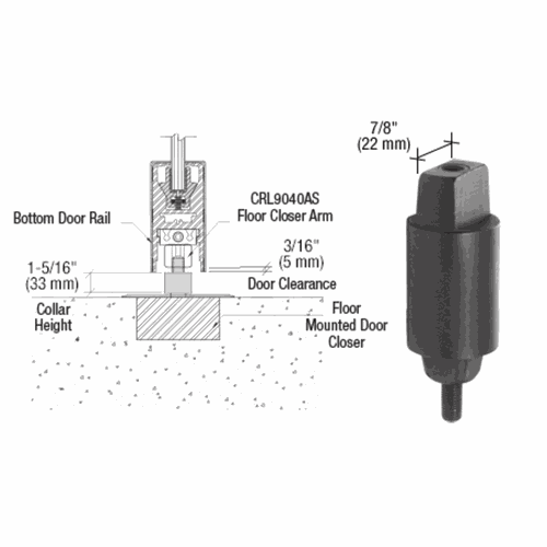 CRL 9040S33 Floor-Mounted Closer, 1-5/16