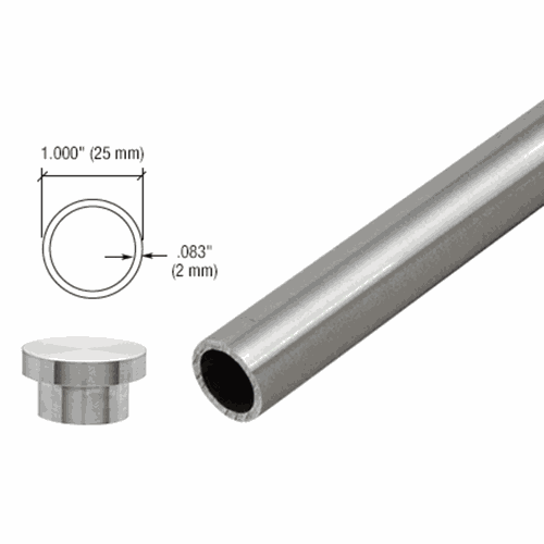CRL LS104PS Laguna Series Polished Stainless Top Sliding Tube with End Caps