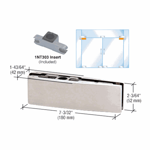 CRL CPF20ABS Brushed Stainless Curved Top Door Patch Fitting w/ 1NT303 Insert