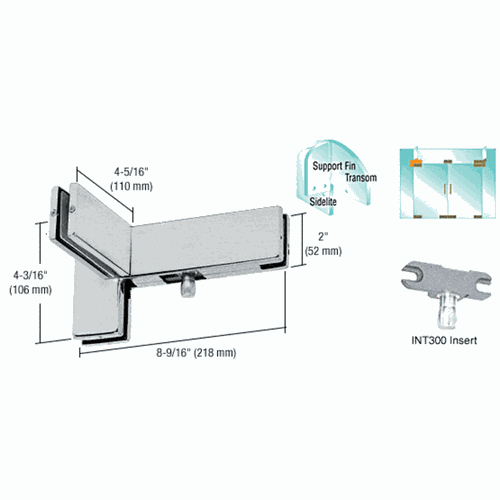 CRL PH41RBS Brushed Stainless Right-Hand Sidelite Transom Patch with Support Fin