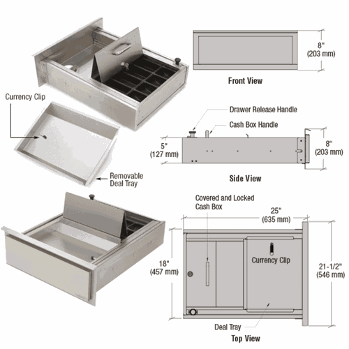 CRL FL4463 Brushed Stainless Steel Cash Box Drawer