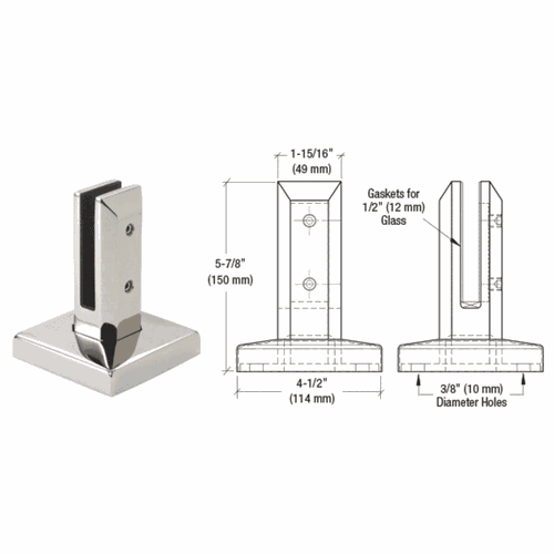 CRL FWCS20PS 316 Polished Stainless Steel Surface Mount Square Spigot