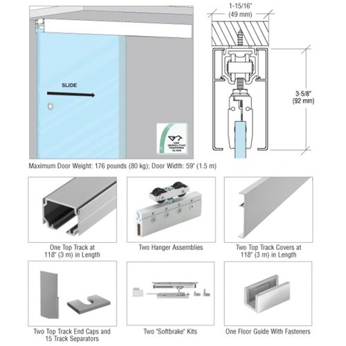 CRL 51C 51 Series Ceiling Mount Single Slider Kit