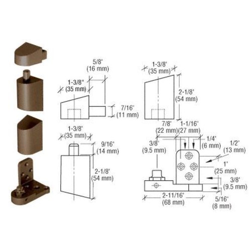 CRL 0P34RHDU Dark Bronze Right-Hand Pivot Set Flush with Frame