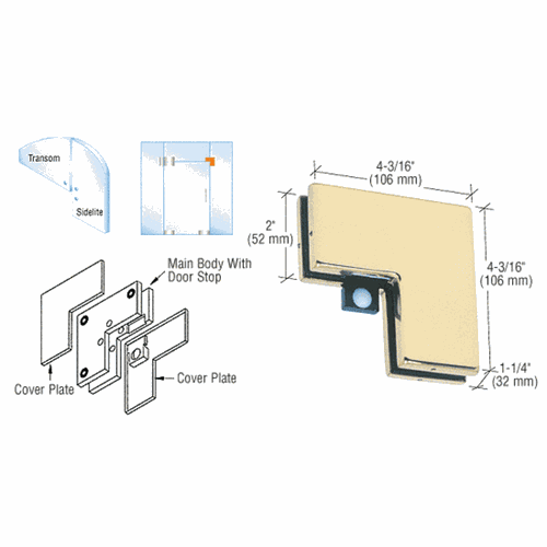 CRL PH60BR Brass Sidelite Transom Patch with Reversible Door Stop