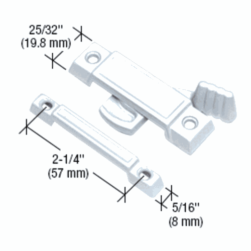CRL F2533 White Window Sash Lock with 2-1/4