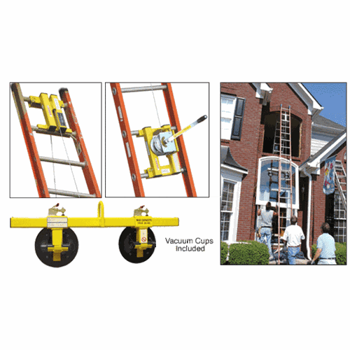 CRL LL185C Yellow Wood Ladder Lifter with Two 8