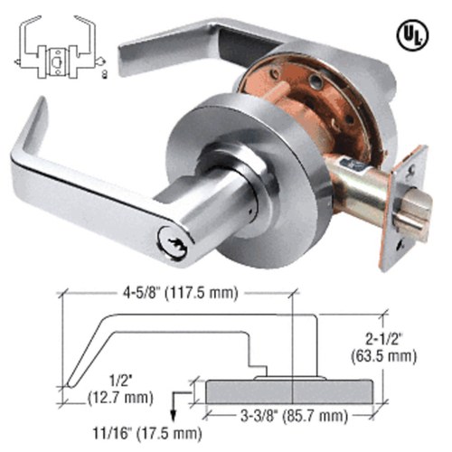 CRL D60ENTCH Schlage Polished Chrome Heavy-Duty Grade 1 Lever Lockset 6-Pin Entrance